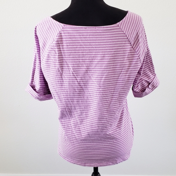 Women's Talbots Purple/White Striped Boatneck Top - Picture 5 of 7